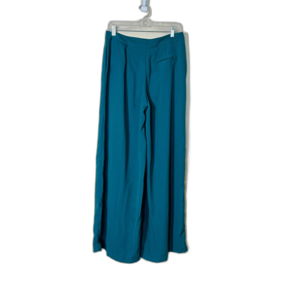 Forest Green Ultra Wide Leg Flowy Rayon Career Work Trousers Size 30 (10) EUC - Picture 3 of 8